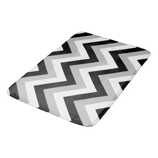 Zigzag Patroon Zwart Grijs Wit Badmat (Gekanteld)