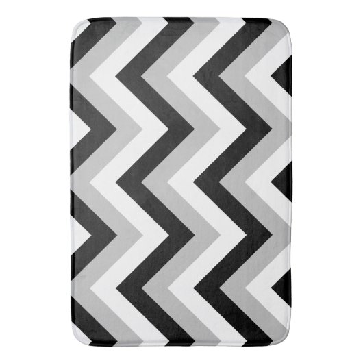 Zigzag Patroon Zwart Grijs Wit Badmat (Voorkant Verticaal)