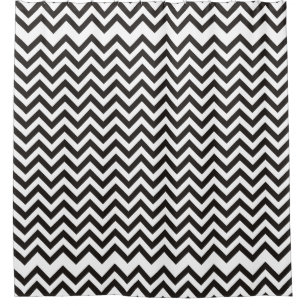 ZIGZAG-patroon - zwart + uw achtergrond en ideeën Douchegordijn