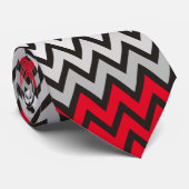 ZIGZAG patroon - zwart wit grijs + jouw idee Stropdas (Opgerold)