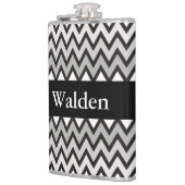 ZIGZAG patroon - zwart wit grijs + uw idee Heupfles (Links)