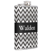 ZIGZAG patroon - zwart wit grijs + uw idee Heupfles (Rechts)