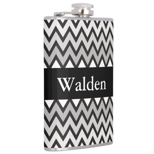 ZIGZAG patroon - zwart wit grijs + uw idee Heupfles (Rechts)