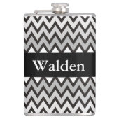 ZIGZAG patroon - zwart wit grijs + uw idee Heupfles (Voorkant)