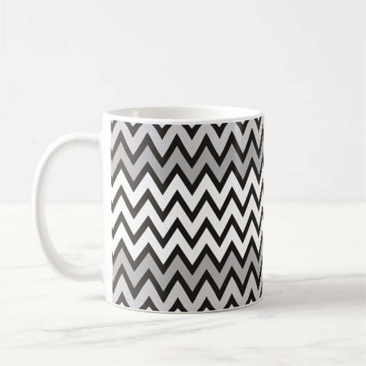 ZIGZAG patroon - zwart wit grijs + uw idee Koffiemok (Links)