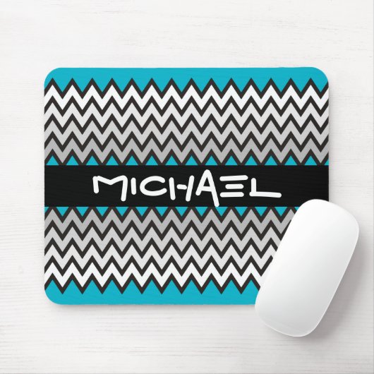 ZIGZAG patroon - zwart wit grijs + uw idee Muismat (Met muis)