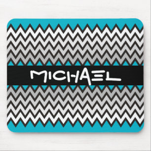 ZIGZAG patroon - zwart wit grijs + uw idee Muismat