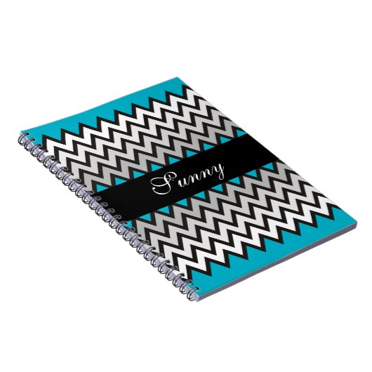 ZIGZAG patroon - zwart wit grijs + uw idee Notitieboek (Rechterzijde)