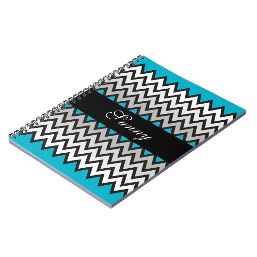 ZIGZAG patroon - zwart wit grijs + uw idee Notitieboek (Linkerzijde)