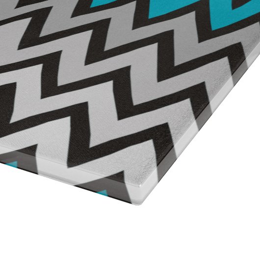 ZIGZAG patroon - zwart wit grijs + uw idee Snijplank (Hoek)