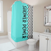 Zigzag patroon - zwart wit grijs + uw rug. douchegordijn (In situ)