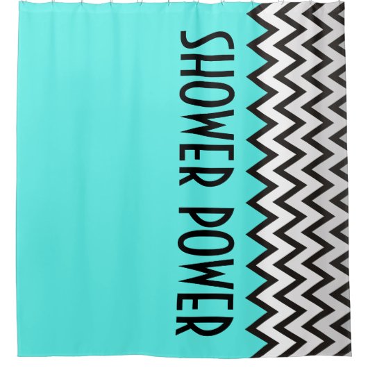Zigzag patroon - zwart wit grijs + uw rug. douchegordijn (Voorkant)