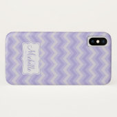 Zigzag-pattereus paarse naam initiaal-draagtas Case-Mate iPhone case (Achterkant (horizontaal))