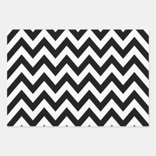Zigzag Pattern Black and White Chevron Inpakpapier Vel (Voorkant 2)