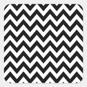Zigzag Pattern Black and White Chevron Vierkante Sticker