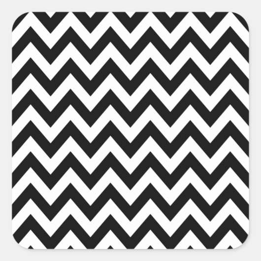 Zigzag Pattern Black and White Chevron Vierkante Sticker (Voorkant)