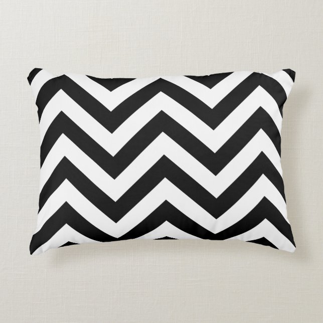 Zigzag Pattern Black & White Decoratief Kussen (Voorkant)