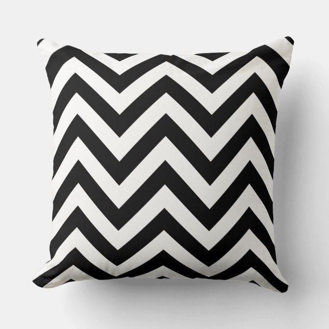 Zigzag Pattern Black & White Kussen (Voorkant)