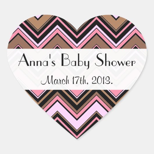 Zigzag Pattern, Chevron Pattern, Baby shower Hart Sticker (Voorkant)