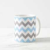 Zigzag Pattern, Chevron Pattern, Blue, Grey Koffiemok (Voorkant rechts)