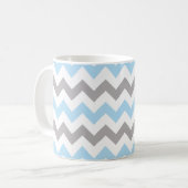 Zigzag Pattern, Chevron Pattern, Blue, Grey Koffiemok (Voorkant links)