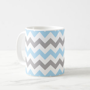 Zigzag Pattern, Chevron Pattern, Blue, Grey Koffiemok