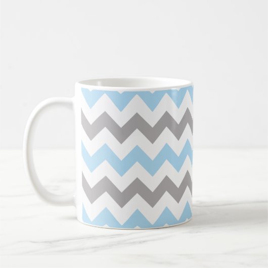 Zigzag Pattern, Chevron Pattern, Blue, Grey Koffiemok (Links)