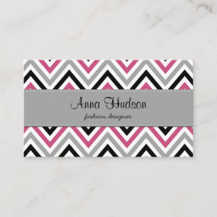 Zigzag Pattern, Chevron Pattern - Gray Black Pink Visitekaartje