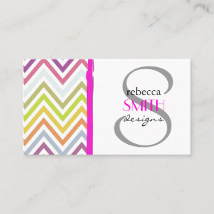 Zigzag Pattern, Chevron Pattern - Green Blue Roze Visitekaartje