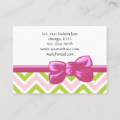 Zigzag Pattern, Chevron Pattern, Green, Roze Visitekaartje (Achterkant)