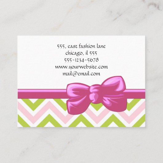 Zigzag Pattern, Chevron Pattern, Green, Roze Visitekaartje (Achterkant)
