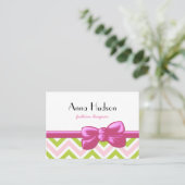 Zigzag Pattern, Chevron Pattern, Green, Roze Visitekaartje (Staand voorkant)