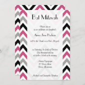 Zigzag Pattern, Chevron Pattern, Roze, Bat Mitzvah Kaart (Voorkant / Achterkant)
