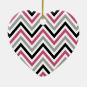 Zigzag Pattern, Chevron Pattern, Roze, weet 16 Keramisch Ornament (Achterkant)