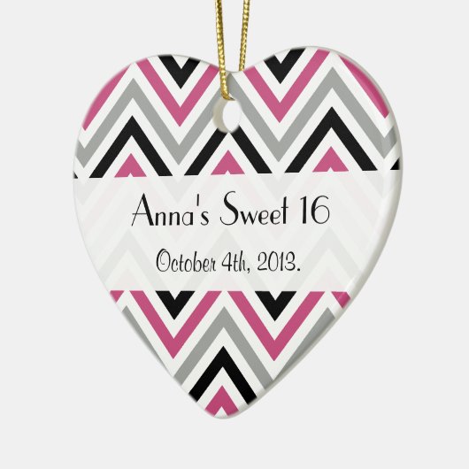 Zigzag Pattern, Chevron Pattern, Roze, weet 16 Keramisch Ornament (Links)