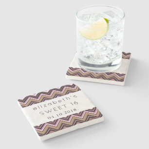 Zigzag Pattern, Chevron Pattern, Sweet 16 Stenen Onderzetter