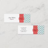 Zigzag Pattern, Chevron Pattern - White Blue Mini Visitekaartje (Voorkant / Achterkant)