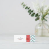 Zigzag Pattern, Chevron Pattern - White Blue Mini Visitekaartje (Staand voorkant)