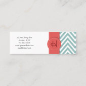 Zigzag Pattern, Chevron Pattern - White Blue Mini Visitekaartje (Achterkant)