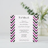 Zigzag Pattern, Chevron, Roze Glitter, Bat Mitzvah Kaart (Staand voorkant)