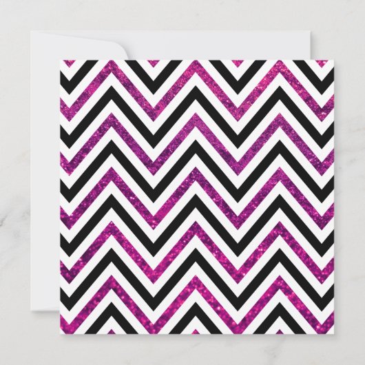Zigzag Pattern, Chevron, Roze Glitter, Bat Mitzvah Kaart (Achterkant)