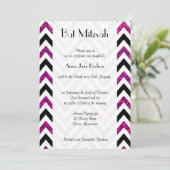 Zigzag Pattern, Chevron, Roze Glitter, Bat Mitzvah Kaart (Staand voorkant)