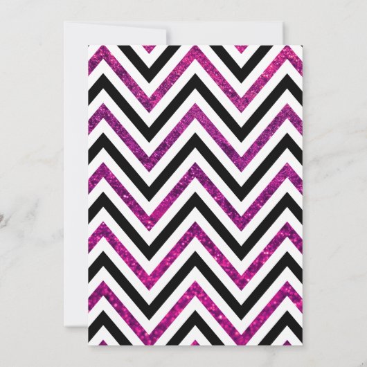 Zigzag Pattern, Chevron, Roze Glitter, Bat Mitzvah Kaart (Achterkant)
