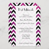 Zigzag Pattern, Chevron, Roze Glitter, Bat Mitzvah Kaart (Voorkant / Achterkant)