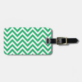 Zigzag Pattern Emerald Spring Green and White Chev Bagagelabel (Voorkant horizontaal)