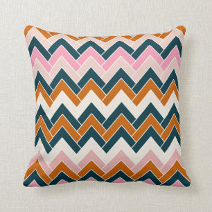 Zigzag Pattern Navy Blue Pink Oranje Chevron Kussen