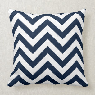 Zigzag Pattern Navy Blue & White Kussen