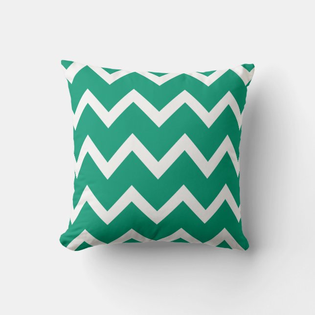 Zigzag Pillow met Emerald Green Chevron Kussen (Voorkant)