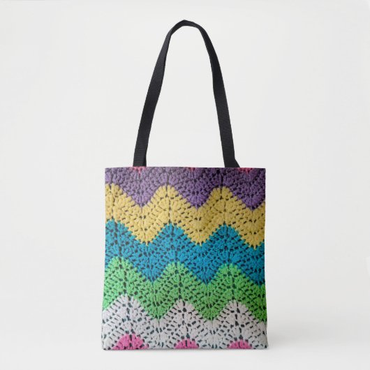 Zigzag Rainbow Haakontwerp Tote Bag (Voorkant)