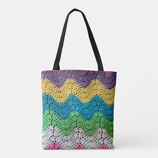Zigzag Rainbow Haakontwerp Tote Bag (Achterkant)